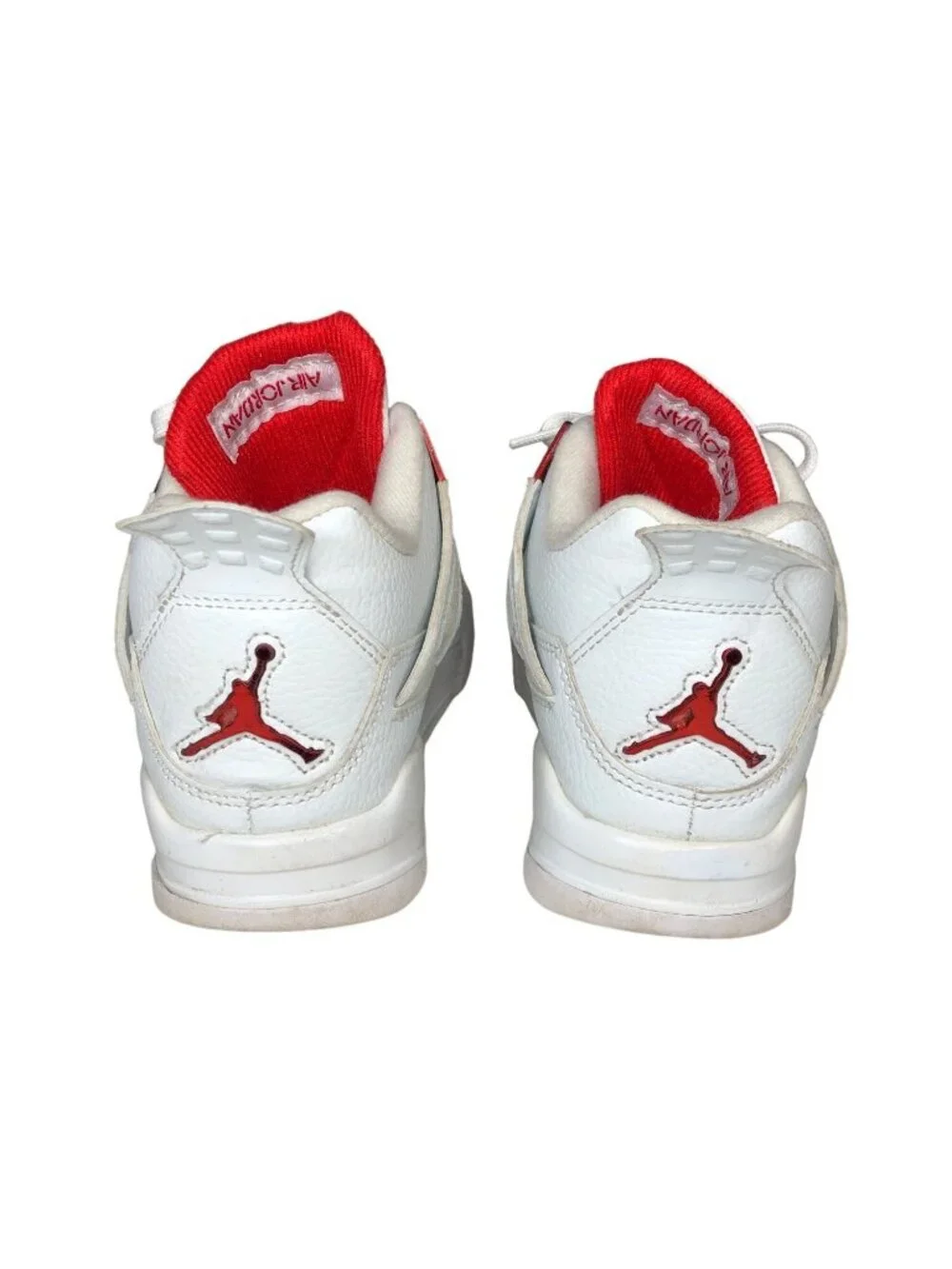 Air Jordan 4 Retro Red Metallic Sneakers Mens 7 White Shoes Athletic Basketball